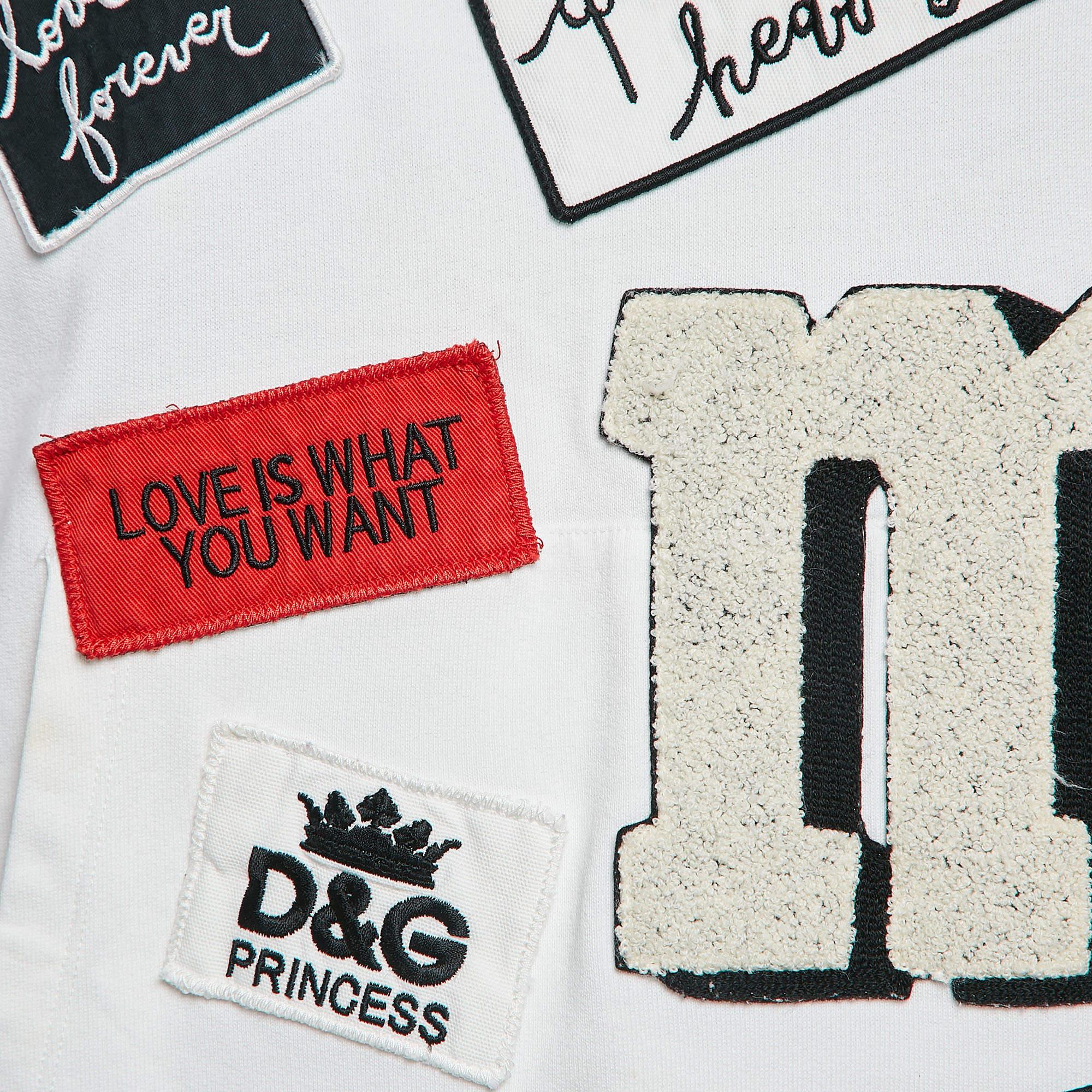 Dolce & Gabbana White Applique Cotton Pocket Detail T-Shirt XS In Good Condition For Sale In Dubai, Al Qouz 2