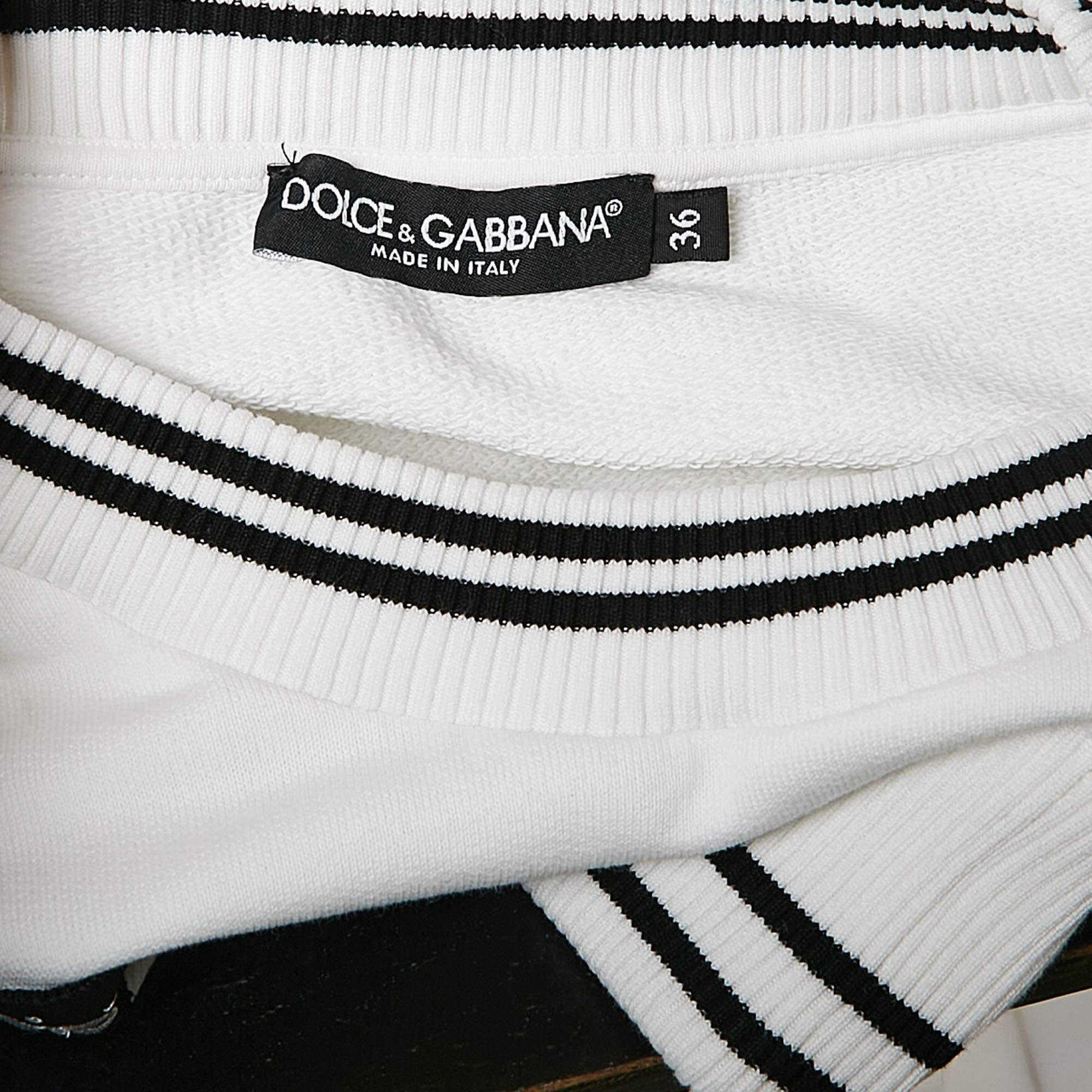 Women's Dolce & Gabbana White Applique Cotton Pocket Detail T-Shirt XS For Sale