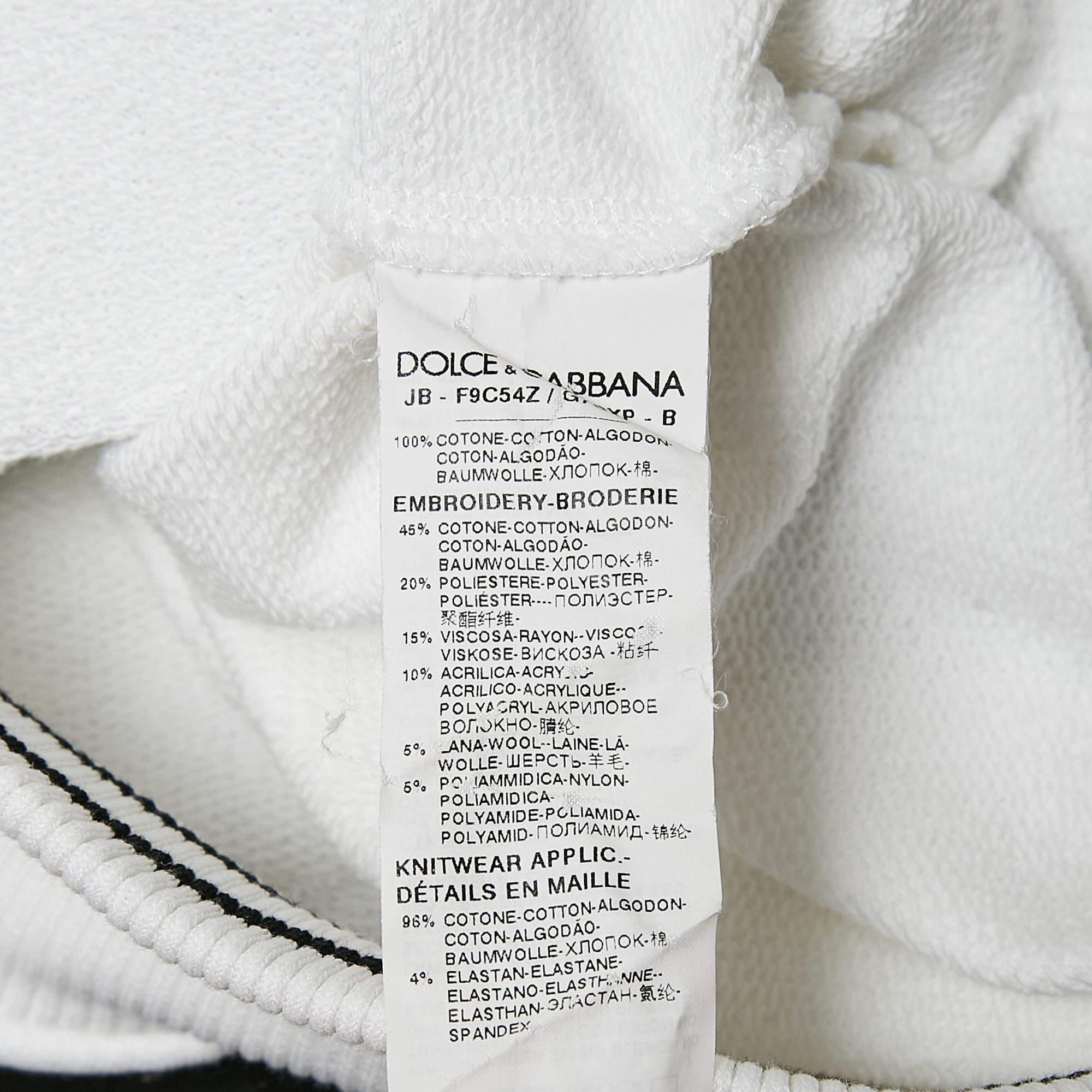 Dolce & Gabbana White Applique Cotton Pocket Detail T-Shirt XS For Sale 1