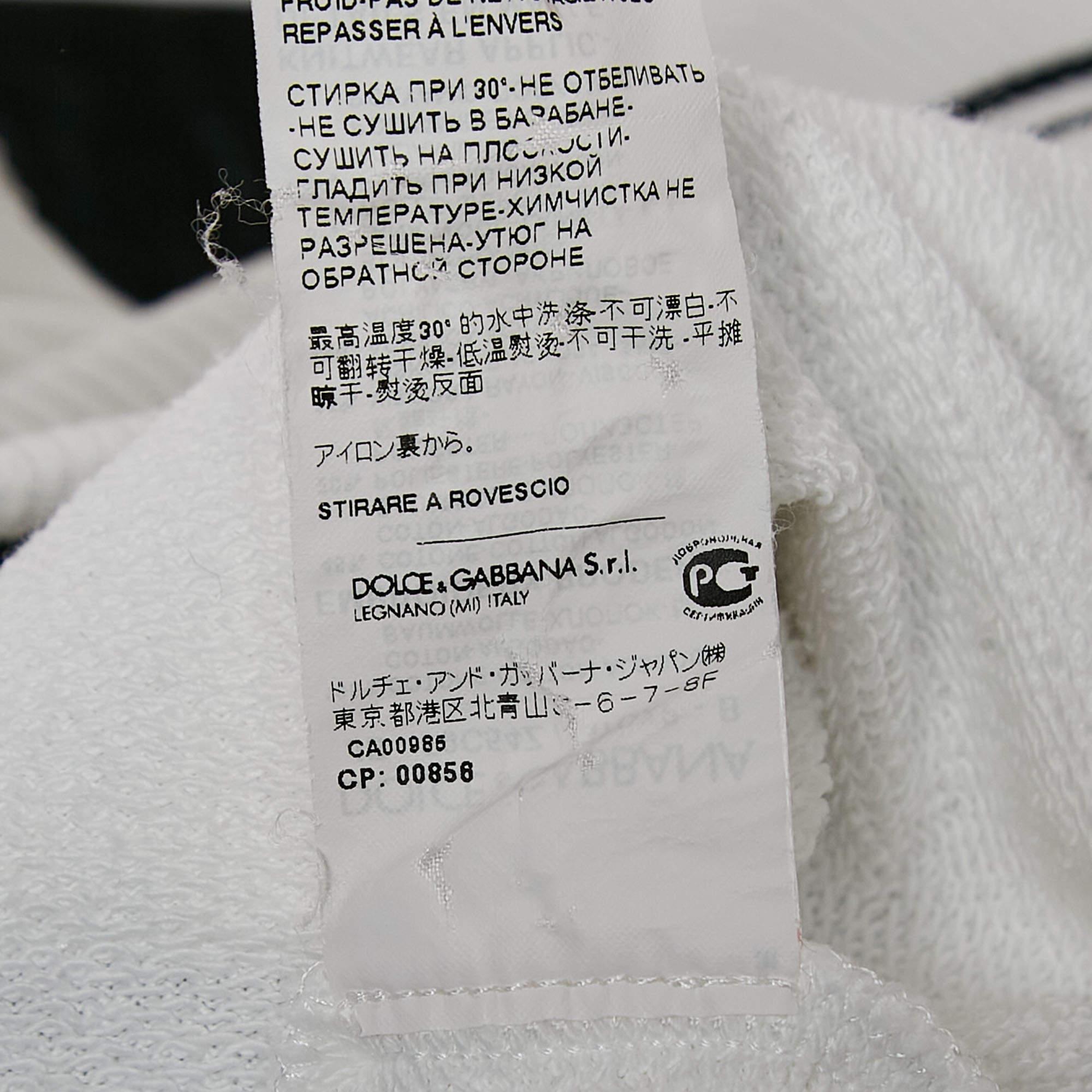 Dolce & Gabbana White Applique Cotton Pocket Detail T-Shirt XS For Sale 2