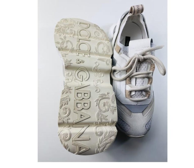 Dolce and Gabbana White Beige Daymaster Sneakers Trainers Running Shoes