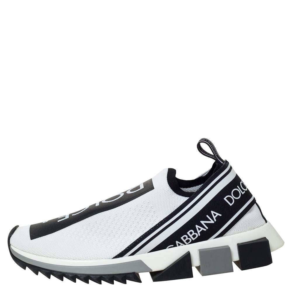 Flaunt your love for fashion by wearing these popular Sorrento slip-on sneakers from Dolce & Gabbana. They are expertly crafted from stretch fabric and feature logo tape on the counters, bold brand label on the vamps and thick rubber
