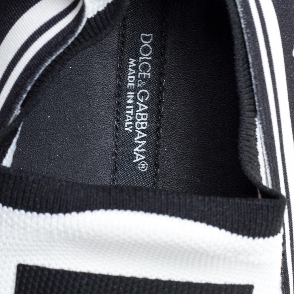 Men's Dolce & Gabbana White/Black  Fabric Logo Sorrento Slip On Sneakers Size 40