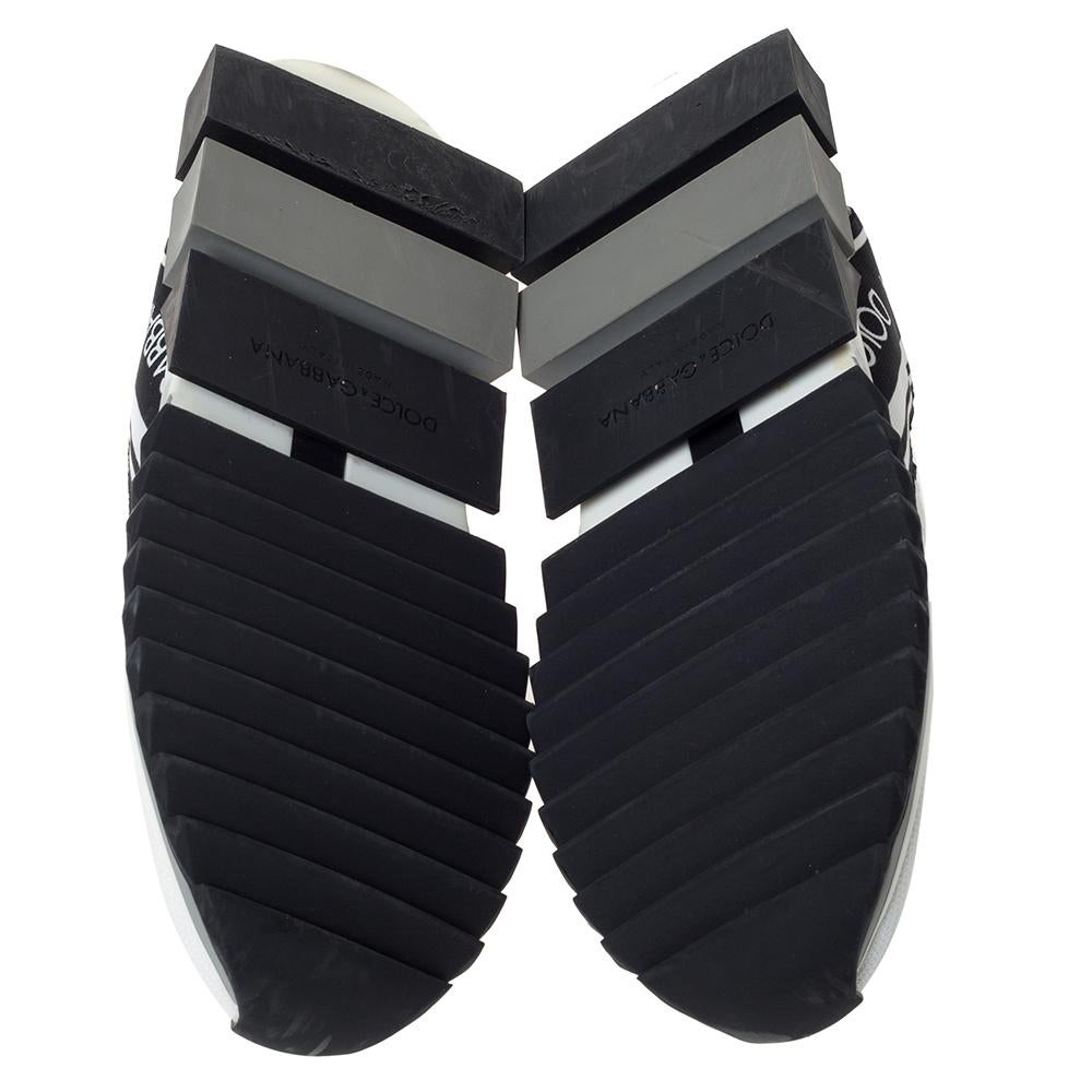 Dolce & Gabbana White/Black  Fabric Logo Sorrento Slip On Sneakers Size 40 1