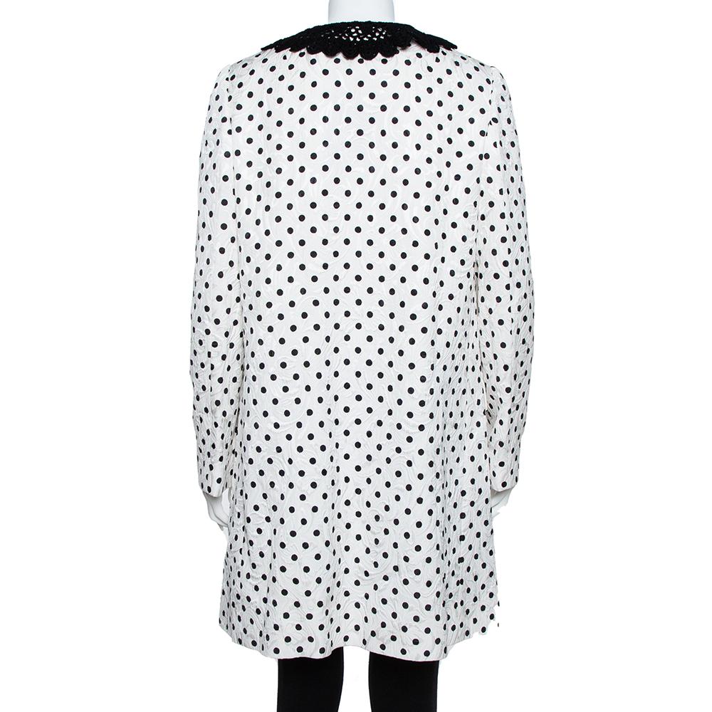 black and white polka dot coat