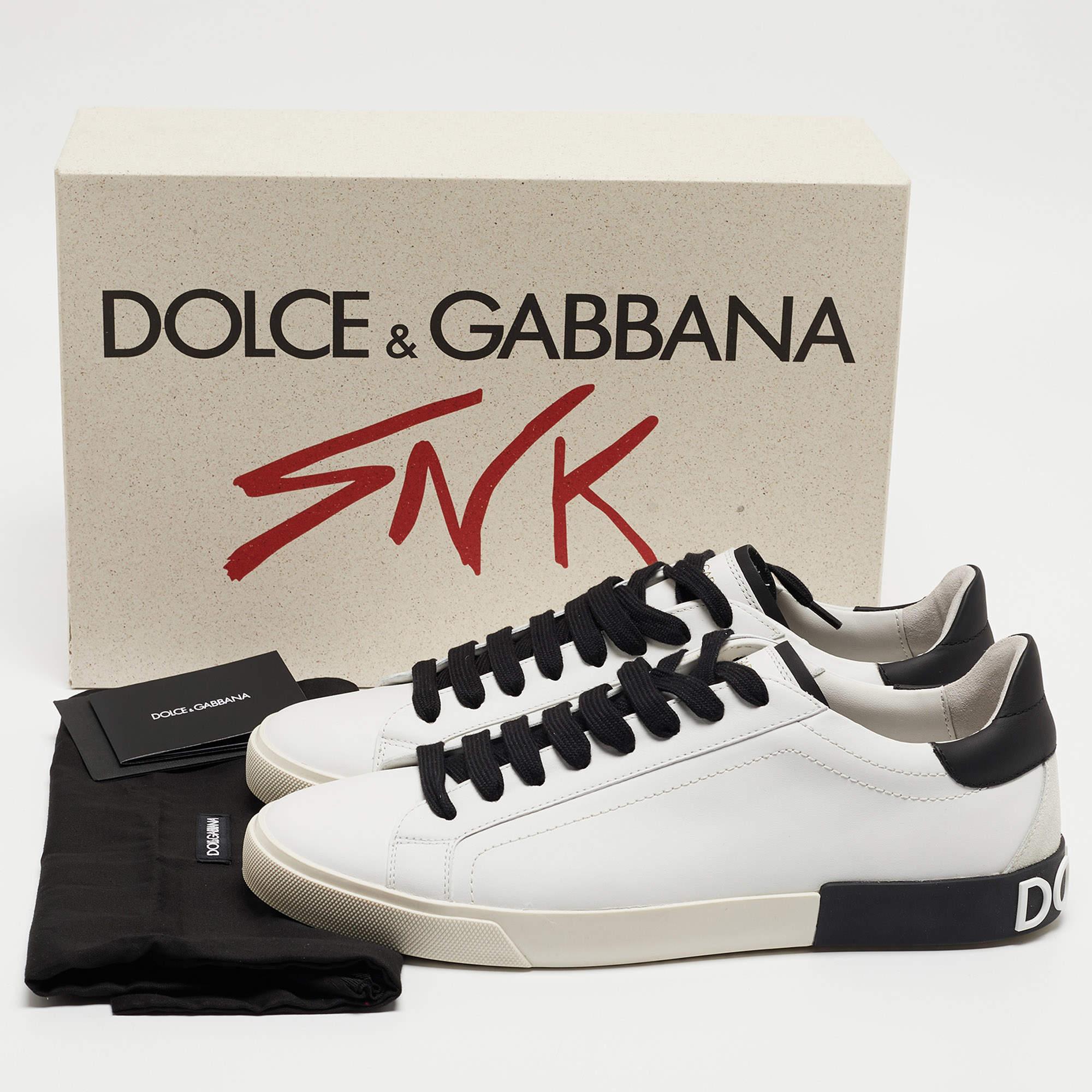 Dolce & Gabbana White/Black Leather Low Top Sneakers Size 45 7