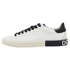 Dolce & Gabbana White/Black Leather Low Top Sneakers Size 45