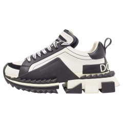Dolce & Gabbana White/Black Leather Super King Sneakers Size 39