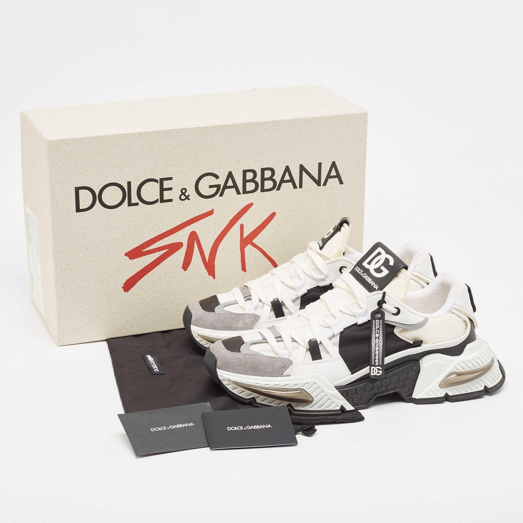 Dolce & Gabbana White/Black Neoprene and Suede Airmaster Sneakers Size 44 4