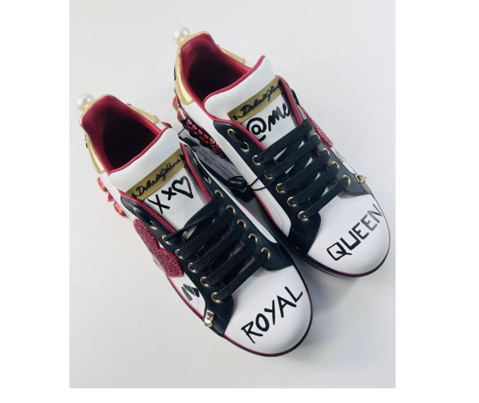 Dolce & Gabbana Royal Queen crystals trainers shoes 
Size 38,5 UK5,5 
Shoes have some slight signs on the soles. 
Come in the original box. 
Please check my other DG clothing & accessories! 