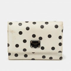 Dolce & Gabbana Portafoglio compatto in pelle con stampa Dot Dot Bianco/Nero