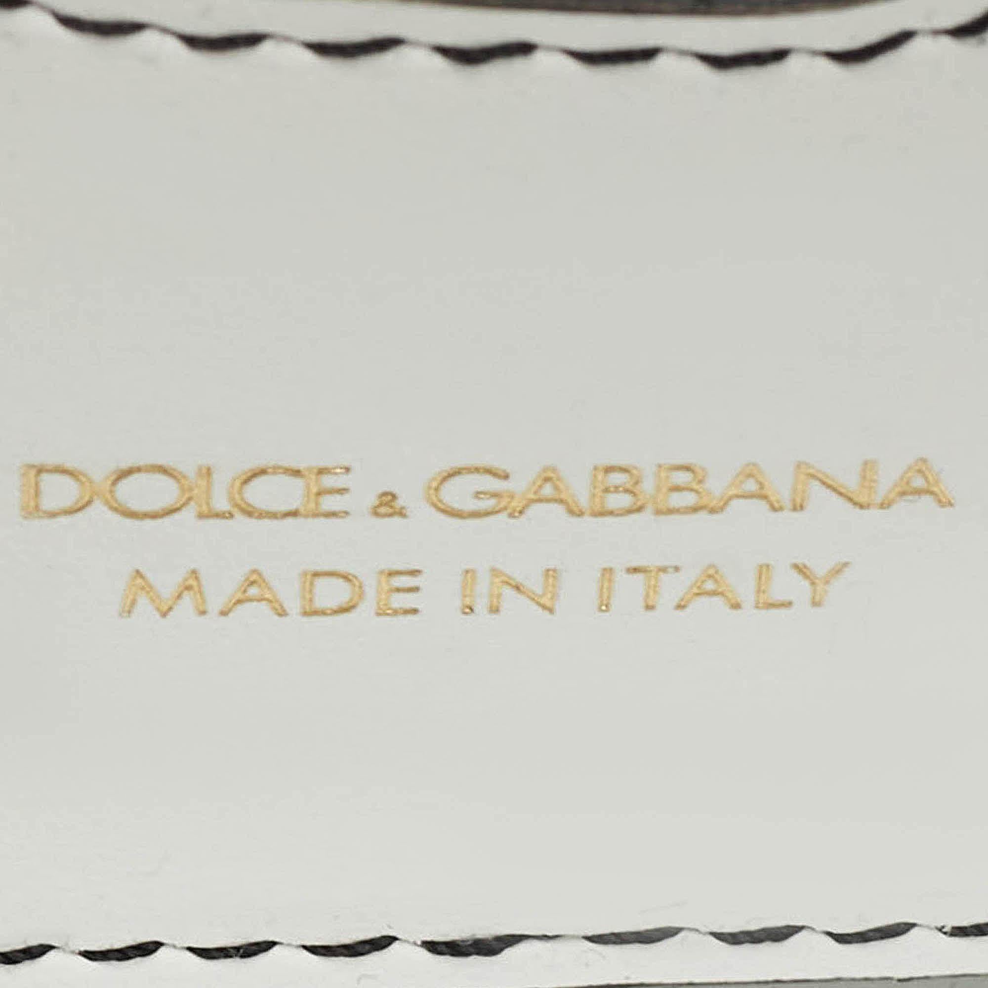 Dolce & Gabbana White/Black Printed Leather Crossbody Bag For Sale 2