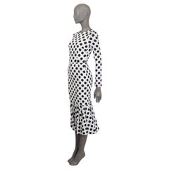 DOLCE & GABBANA white & black viscose 2015 POLKA DOT MIDI Dress 38 XS