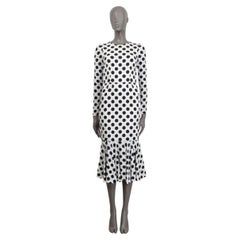 DOLCE & GABBANA white & black viscose 2015 POLKA DOT MIDI Dress 38 XS