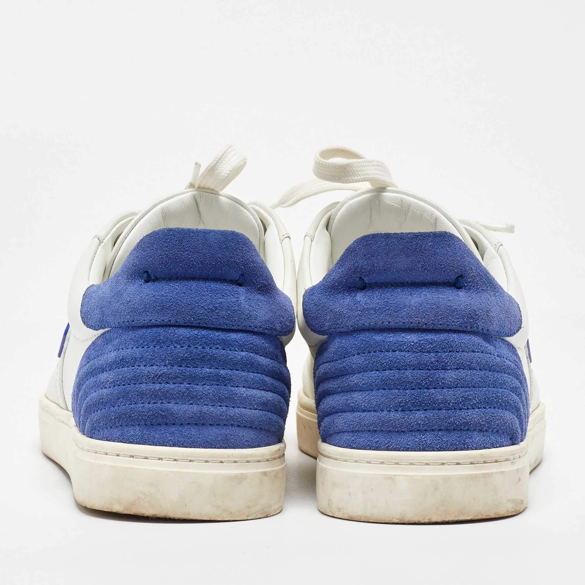 Men's Dolce & Gabbana White/Blue Leather and Suede Portofino Low Top Sneakers Size 41 For Sale
