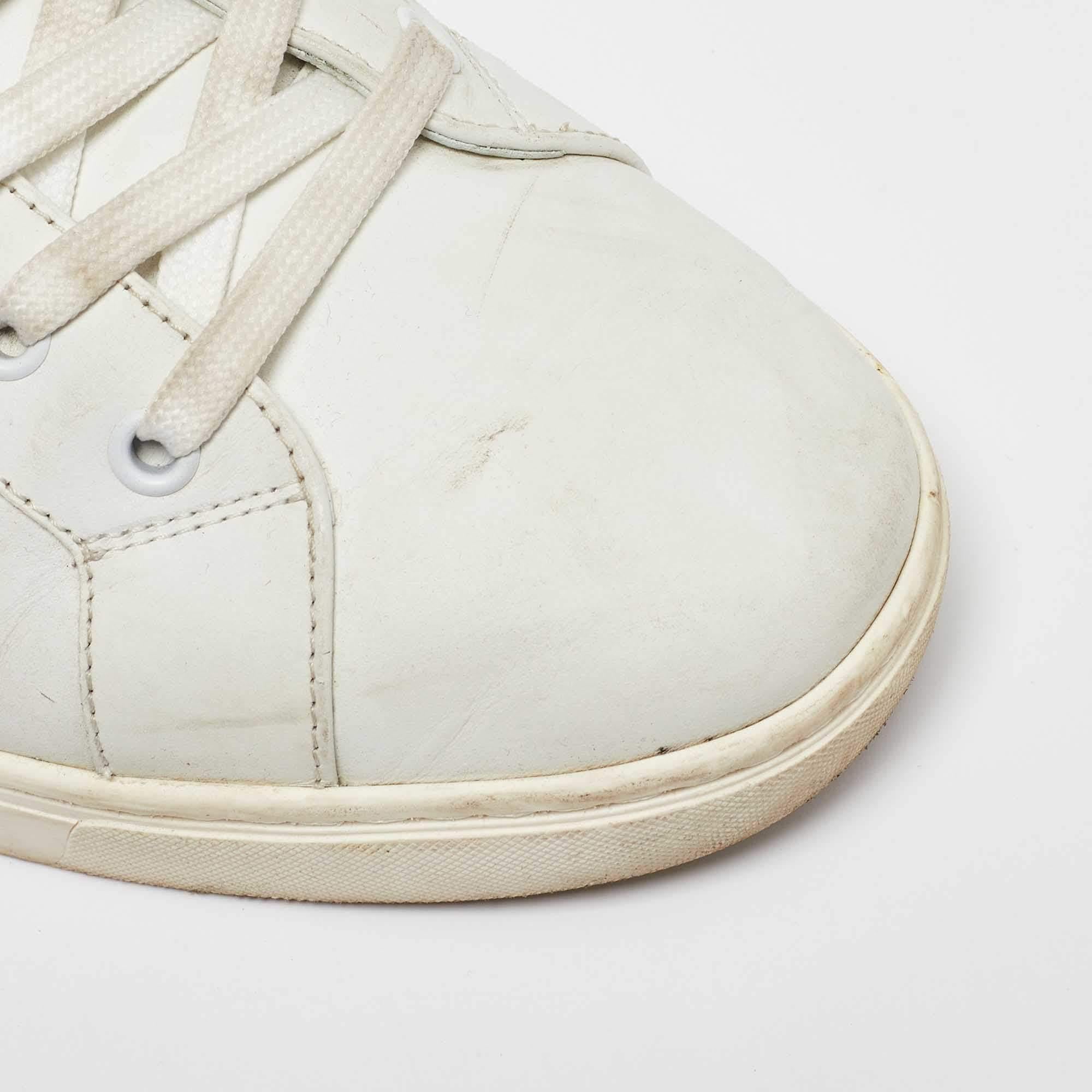 Dolce & Gabbana White/Blue Leather and Suede Portofino Low Top Sneakers Size 41 For Sale 2