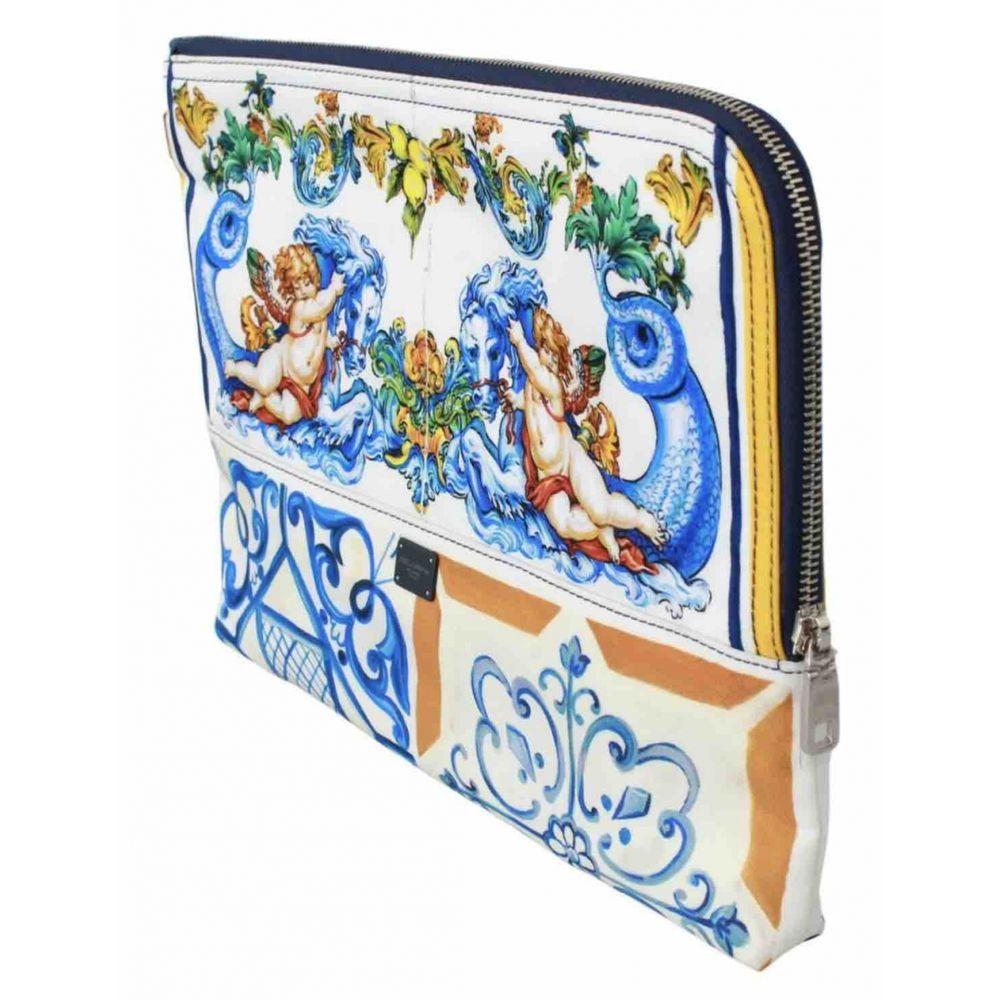 DOLCE & GABBANA 
 Absolutely beautiful, 100% authentic, with tags Dolce & Gabbana men's bag 
 
 Color: White Majolica Angel Print 
 Model: Pencil case cover toiletry case 
 Material: 98% nylon 2% leather 
 Zipper 
 Logo details 
 Made in Italy 
 
