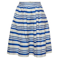 Dolce & Gabbana White/Blue Striped Linen Blend Mini Skirt XS
