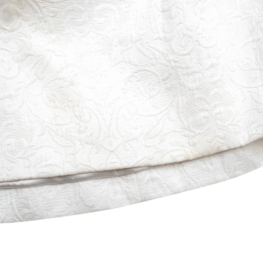 Dolce & Gabbana White Brocade Floral Crystal Embellished Dress - Size US 6 For Sale 1