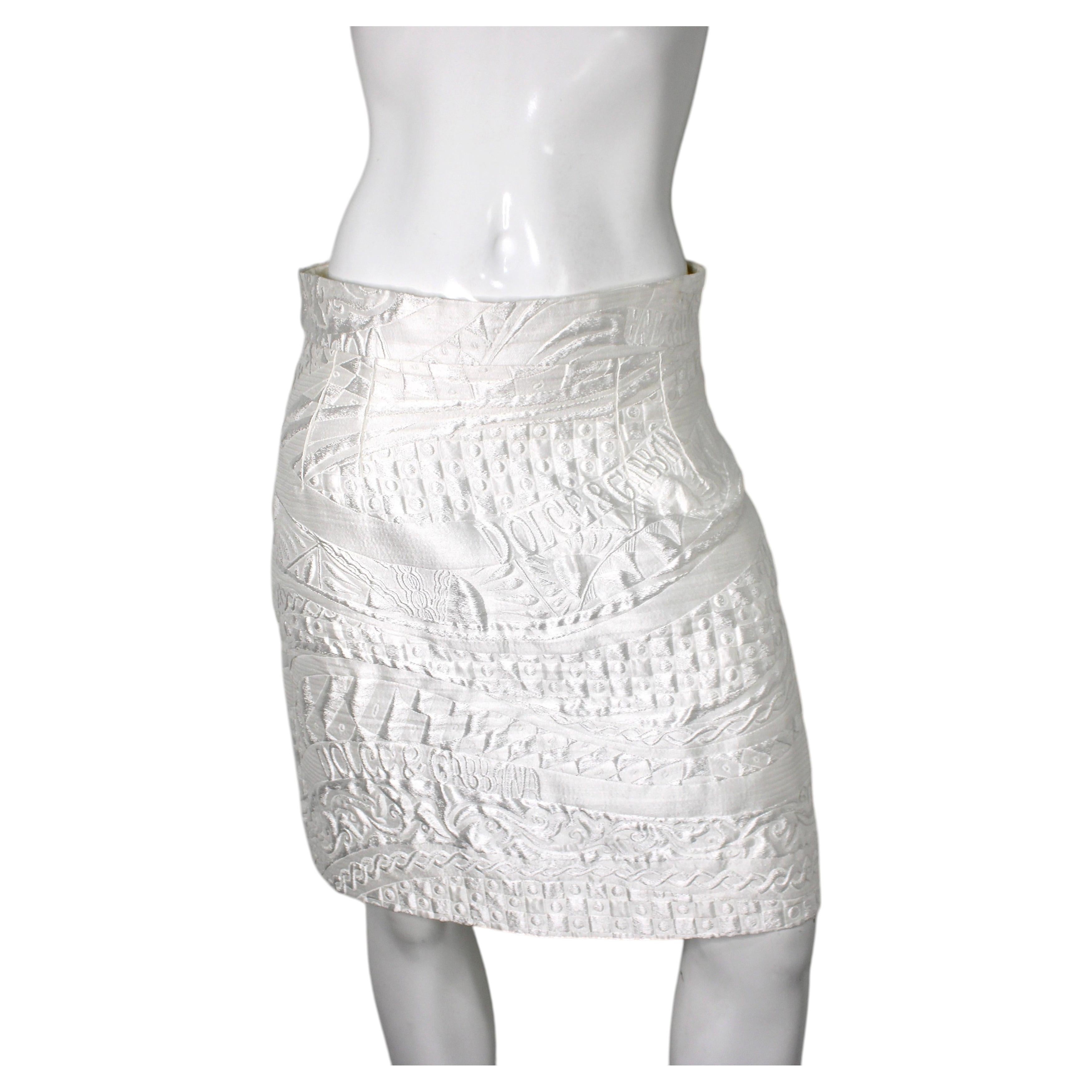 Dolce & Gabbana - Minijupe en brocart blanc