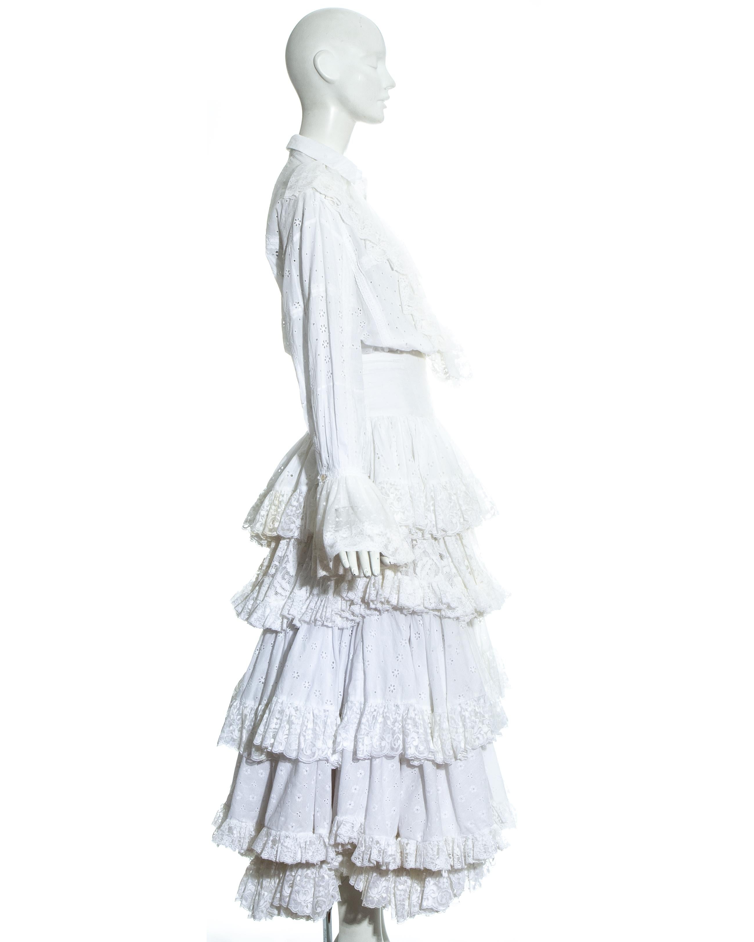 Dolce & Gabbana white broderie anglaise and lace skirt and blouse, ss 1993 For Sale 1