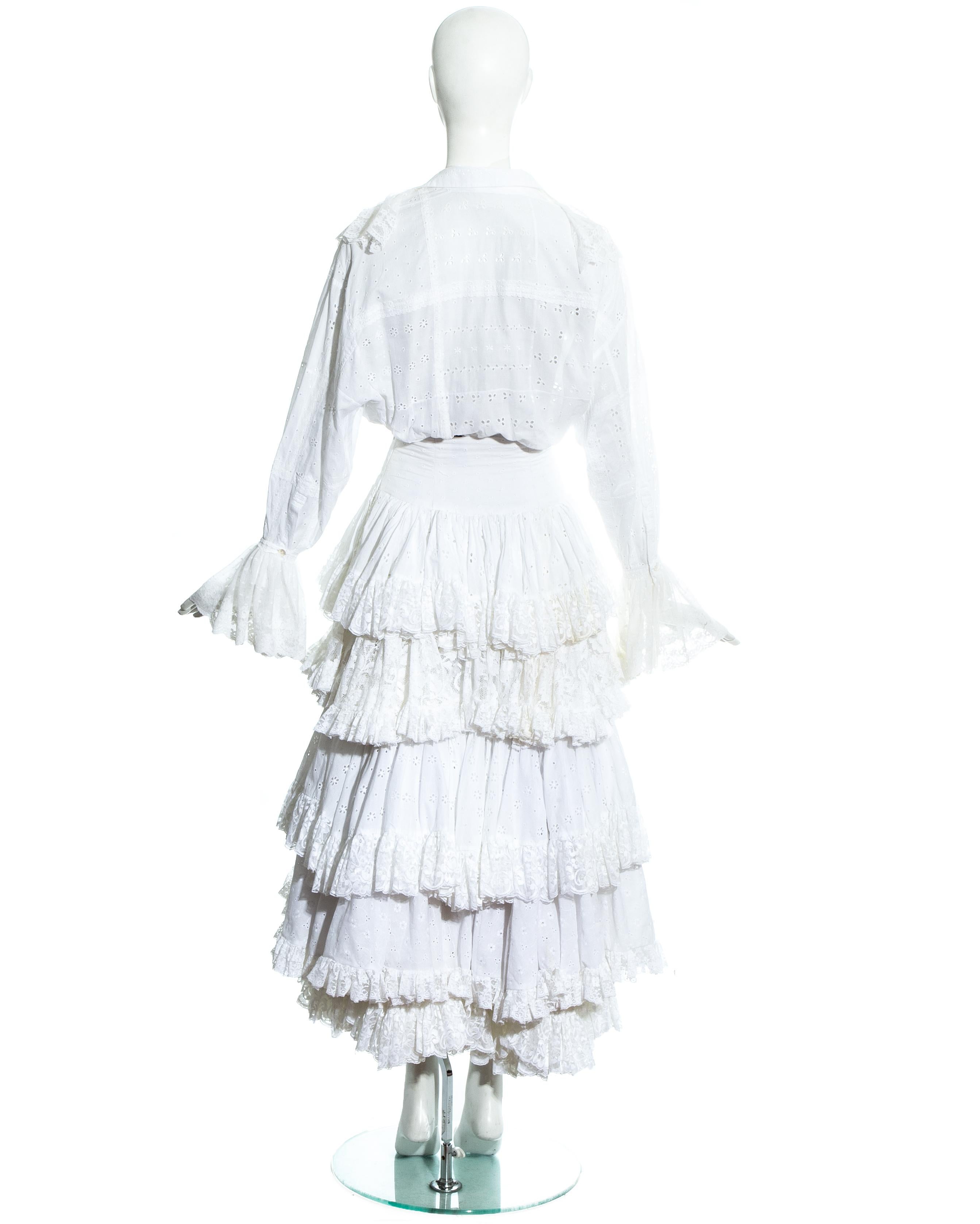 Dolce & Gabbana white broderie anglaise and lace skirt and blouse, ss 1993 For Sale 2