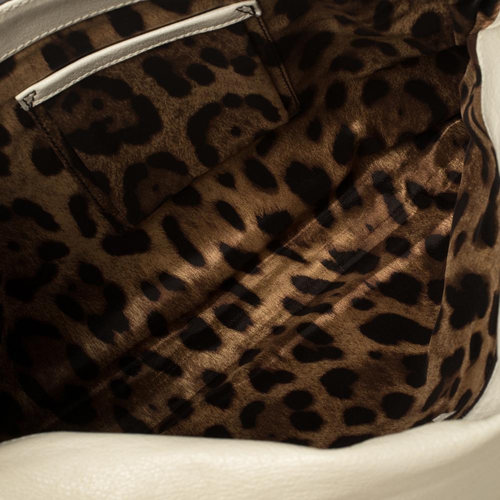 Dolce & Gabbana White/Brown Raffia and Leather Chain Shoulder Bag 4