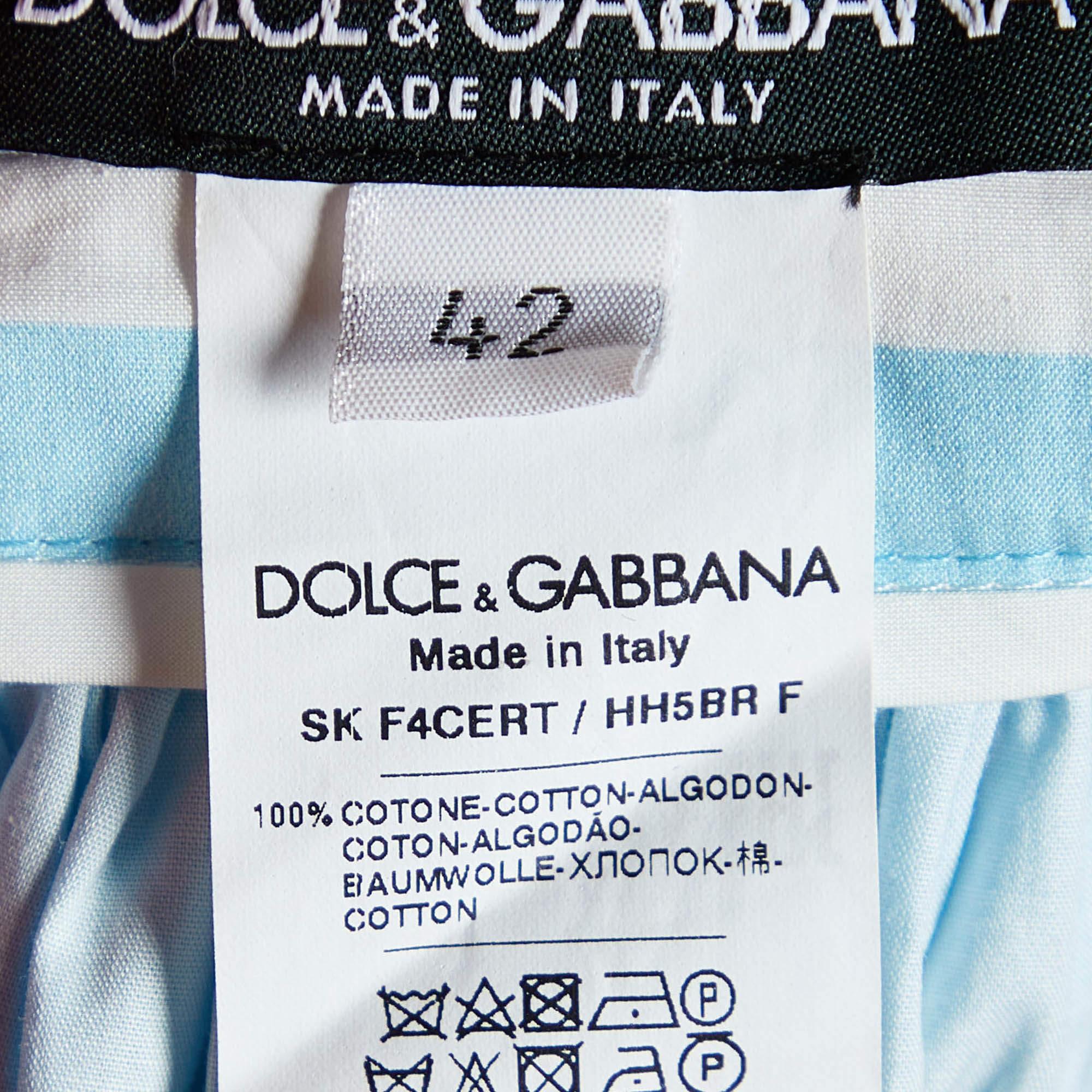 Women's Dolce & Gabbana White Calendar Print Cotton Gathered Maxi Skirt M