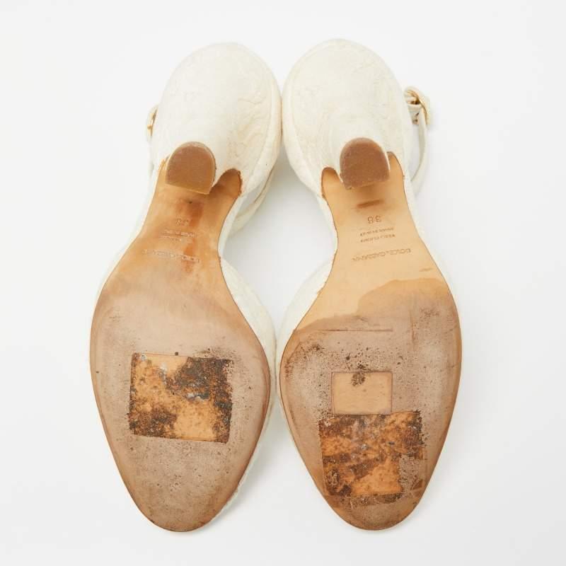 Dolce & Gabbana  White Canvas Mary Jane Pumps Size 38 2