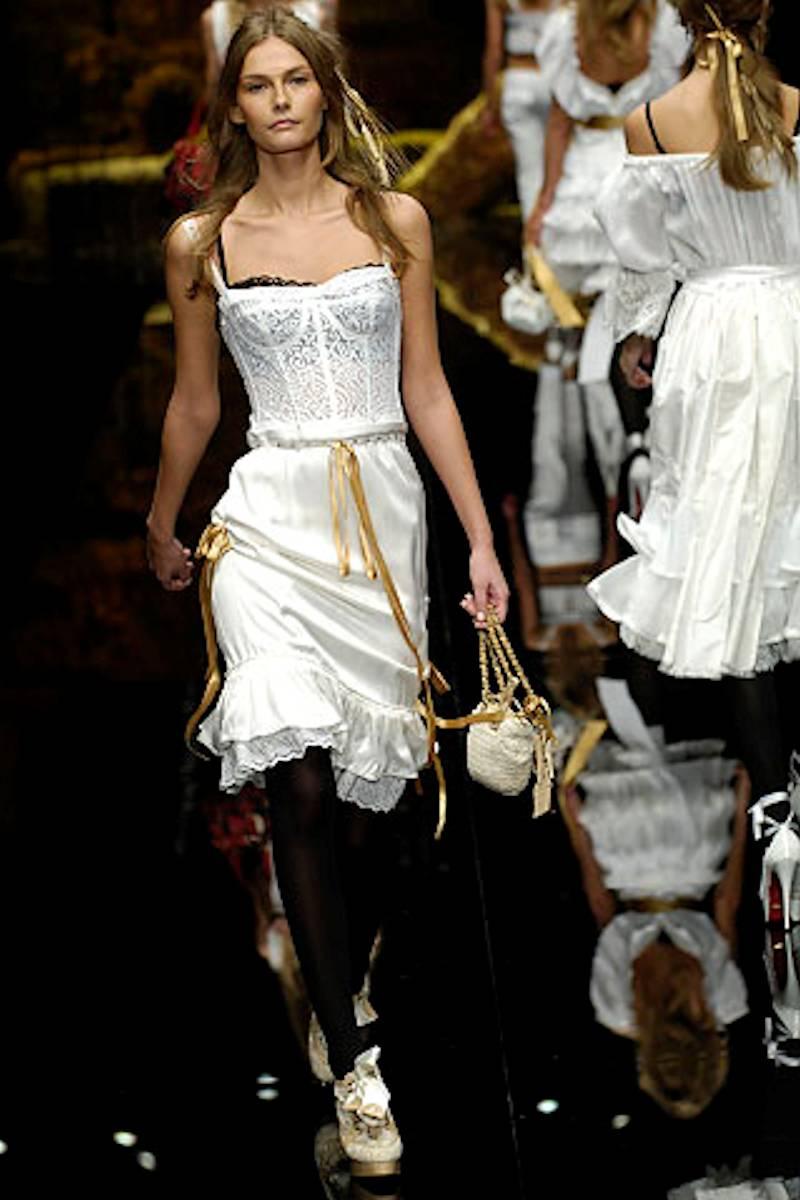 Gray Dolce & Gabbana White Corset Lace Silk Eyelet Dress