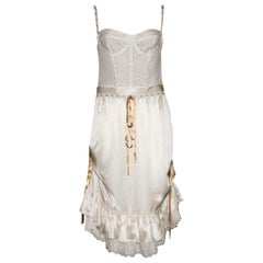 Dolce & Gabbana White Corset Lace Silk Eyelet Dress