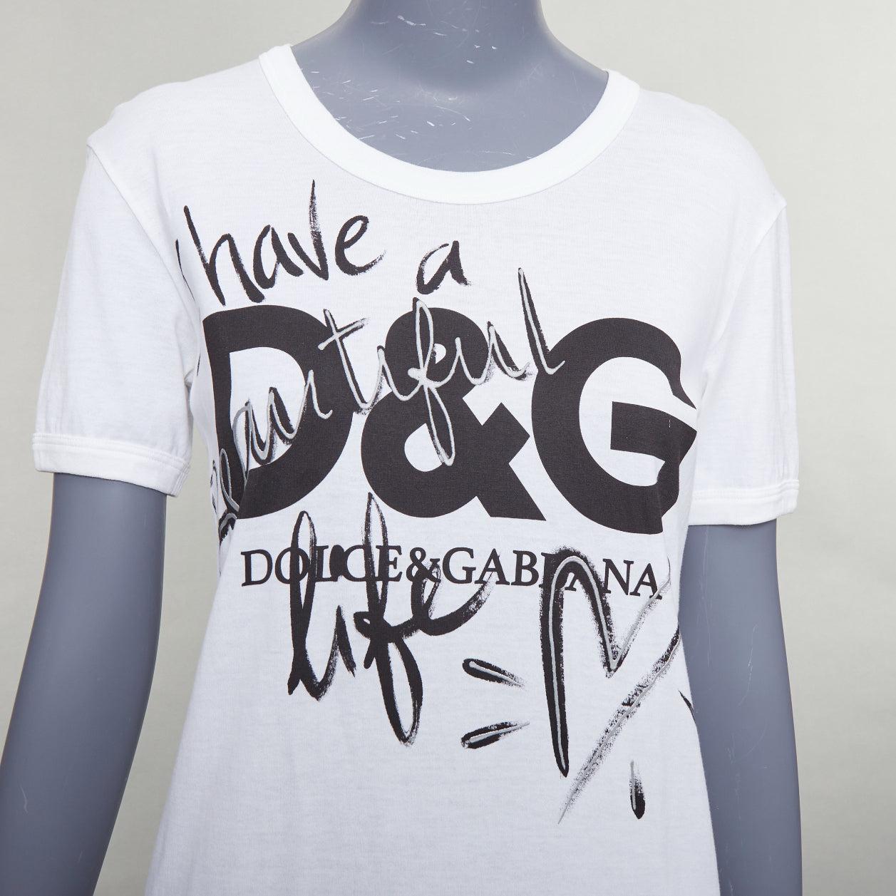 DOLCE GABBANA cotone bianco D&G by DOLCE & GABBANA stampa tshirt IT36 XS in vendita 1