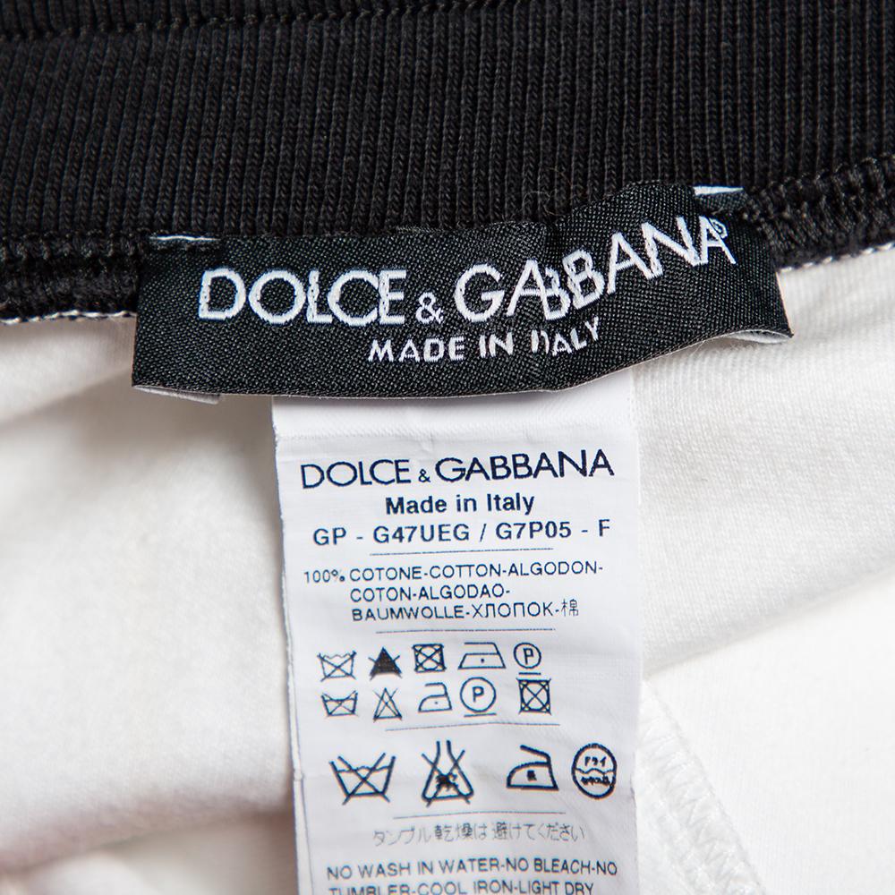 Dolce & Gabbana White Cotton Contrast Waist Detail Shorts XL In Fair Condition In Dubai, Al Qouz 2