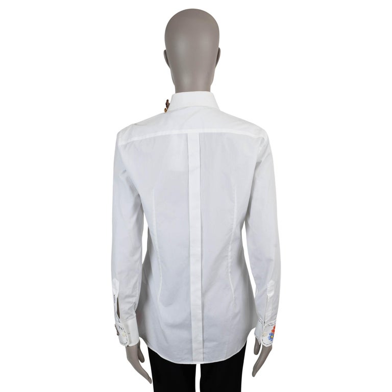 DOLCE and GABBANA Camisa de popelina blanca de algodón con