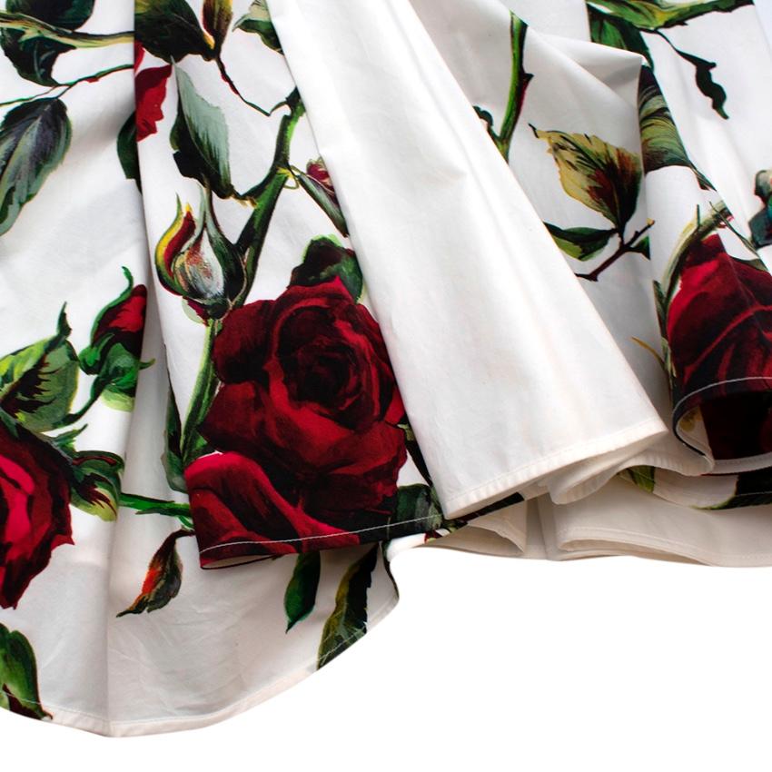 Dolce & Gabbana White Cotton Floral Print Dress - Size US 10 5