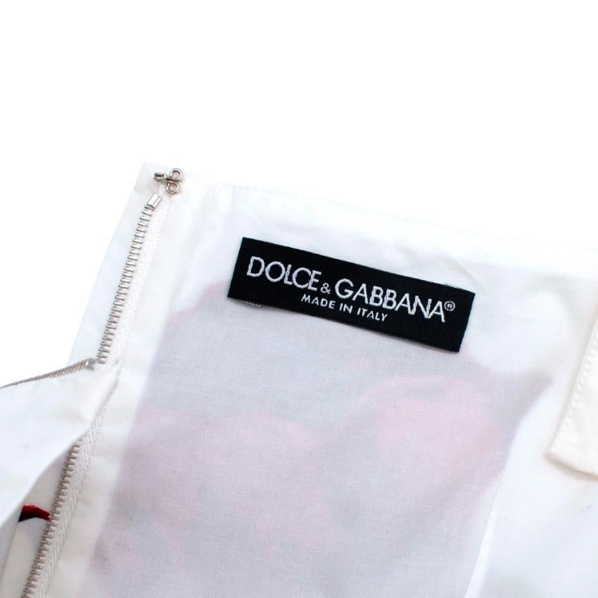 Dolce & Gabbana White Cotton Floral Print Dress - Size US 10 2