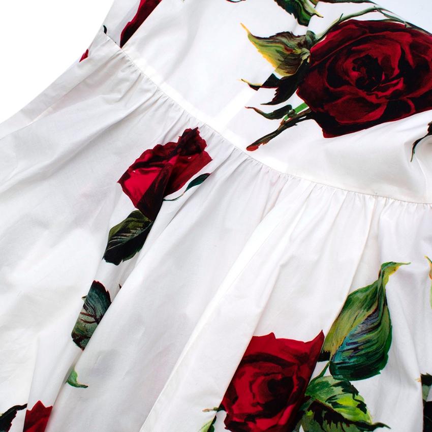 Dolce & Gabbana White Cotton Floral Print Dress - Size US 10 4