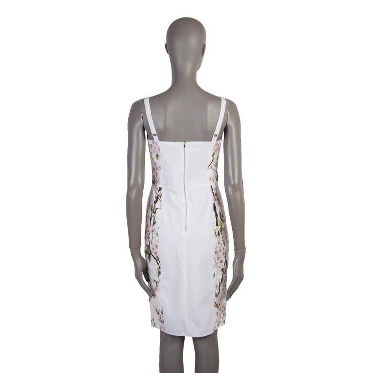 DOLCE and GABBANA white cotton FLORAL Sleeveless BUSTIER Dress S at ...