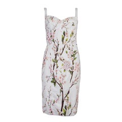 DOLCE & GABBANA white cotton FLORAL Sleeveless BUSTIER Dress S