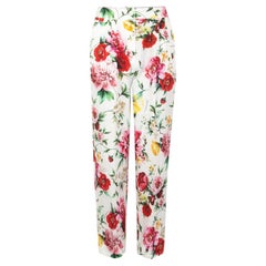 Vintage DOLCE & GABBANA white cotton FLORAL Straight Leg Pants 40 S