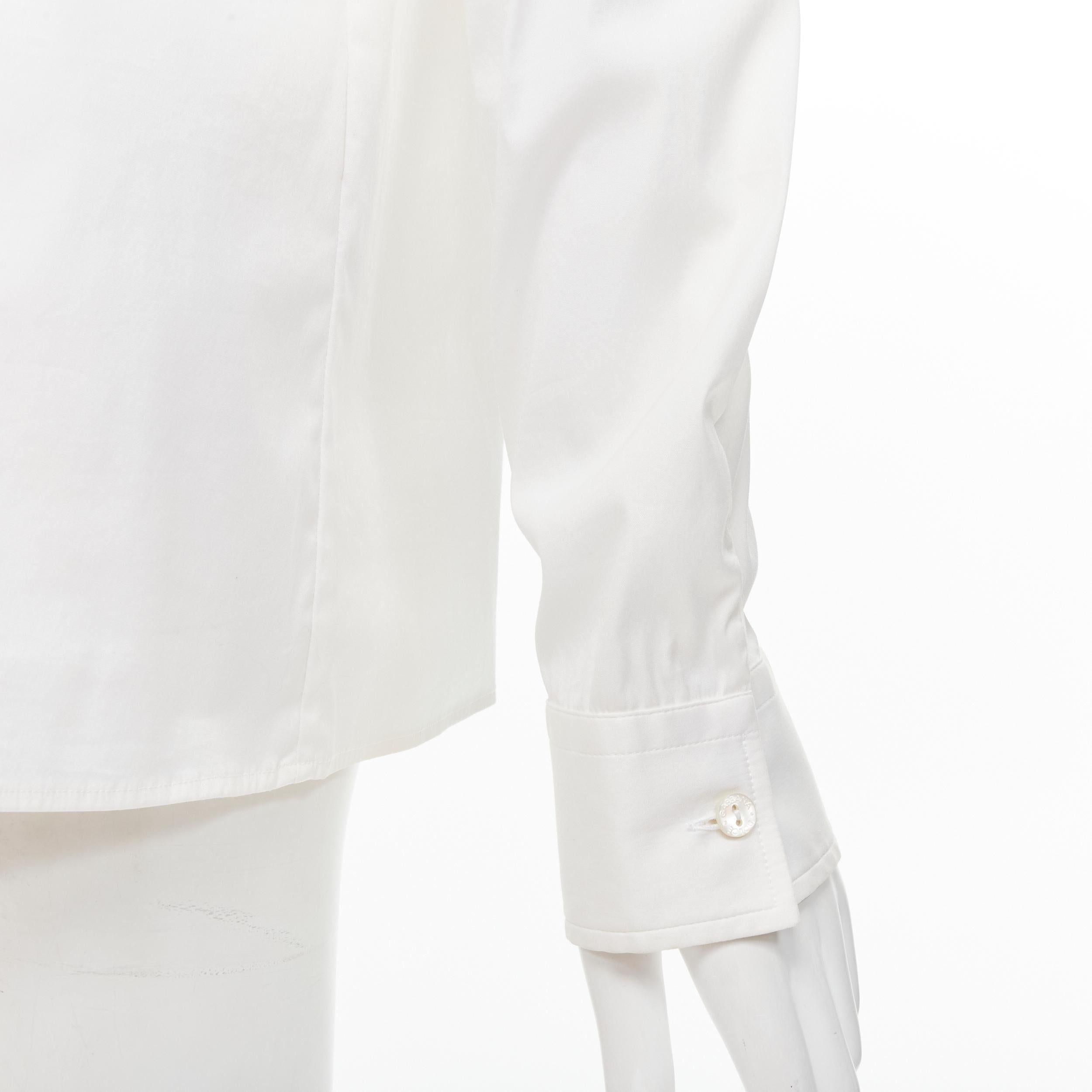 DOLCE GABBANA white cotton lace ruffle collar puff sleeve shirt IT44 M 2