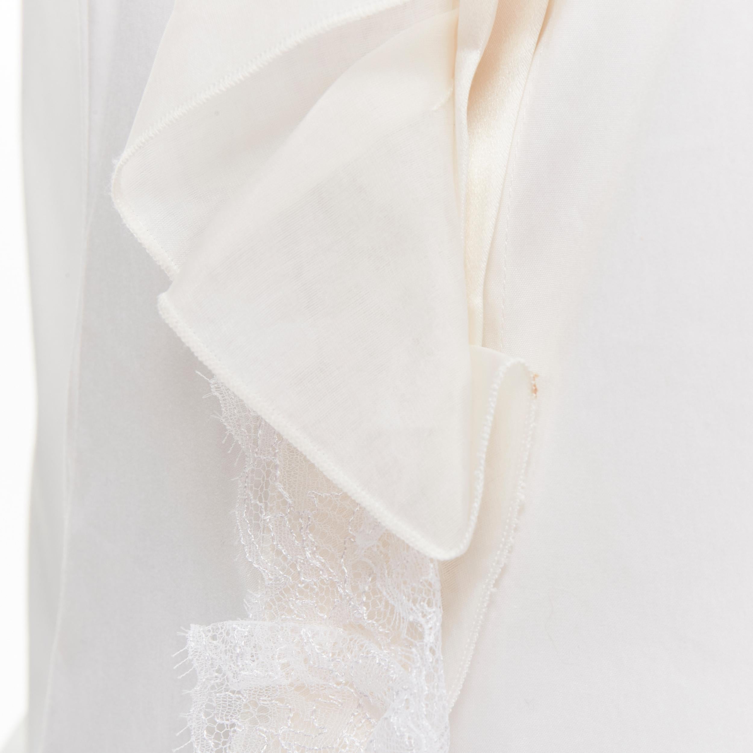 DOLCE GABBANA white cotton lace ruffle collar puff sleeve shirt IT44 M 3