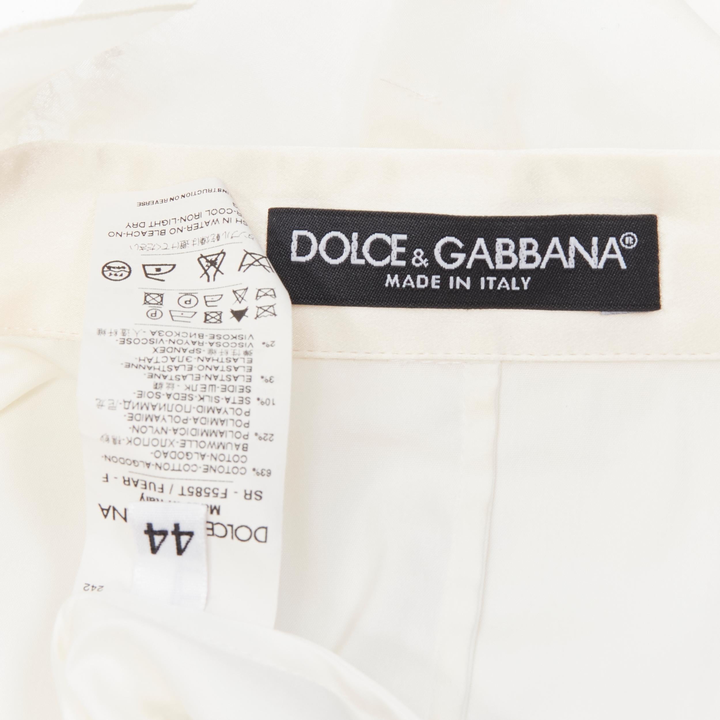 DOLCE GABBANA white cotton lace ruffle collar puff sleeve shirt IT44 M 4