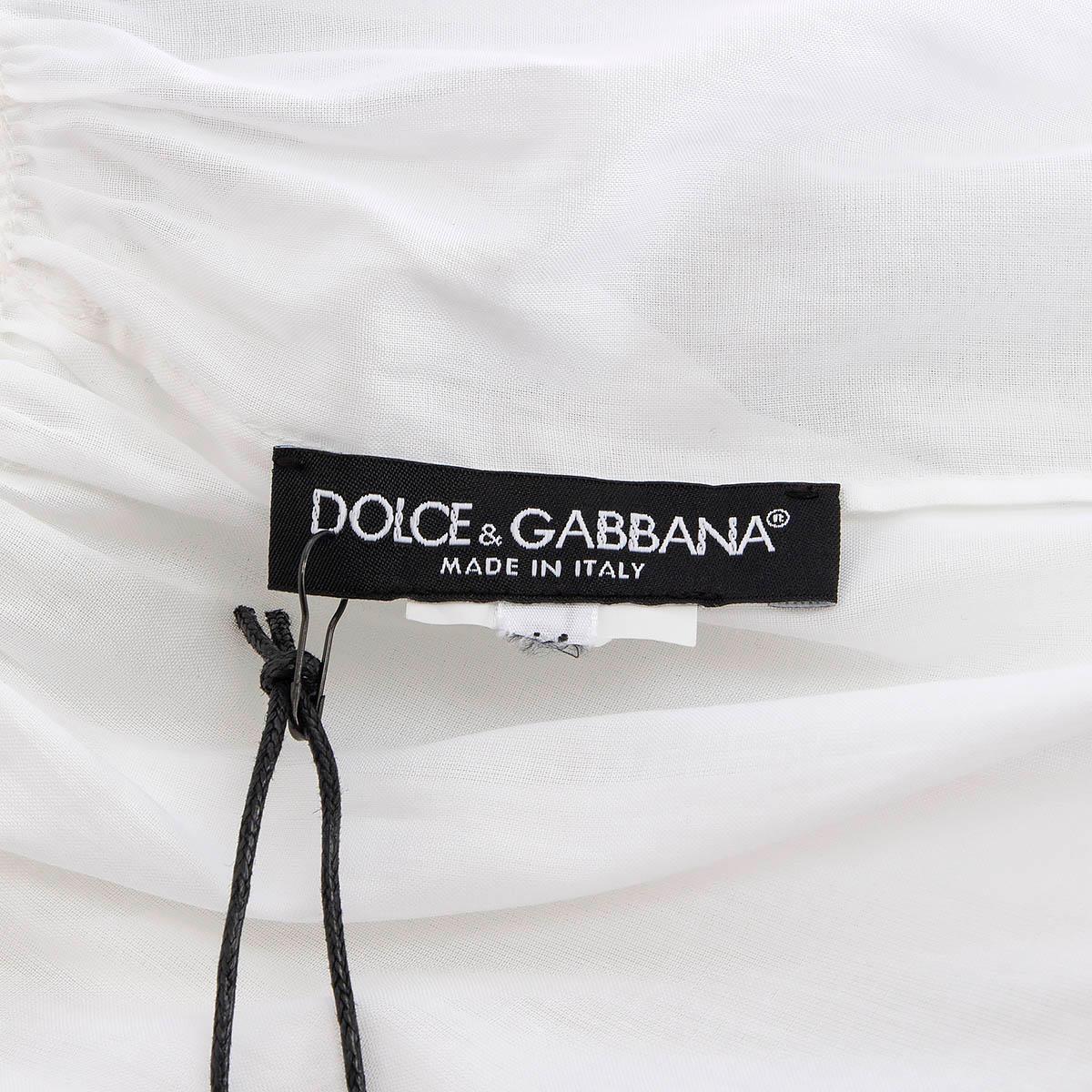 DOLCE & GABBANA white cotton LACE TRIM VOILE TUNIC Blouse Shirt L For Sale 2