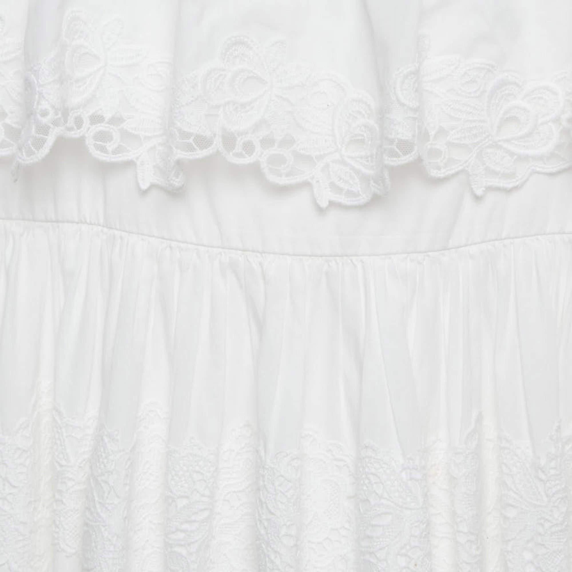 Dolce & Gabbana Vestido Blanco de Algodón con Encaje (11-12 Años) Gris en venta