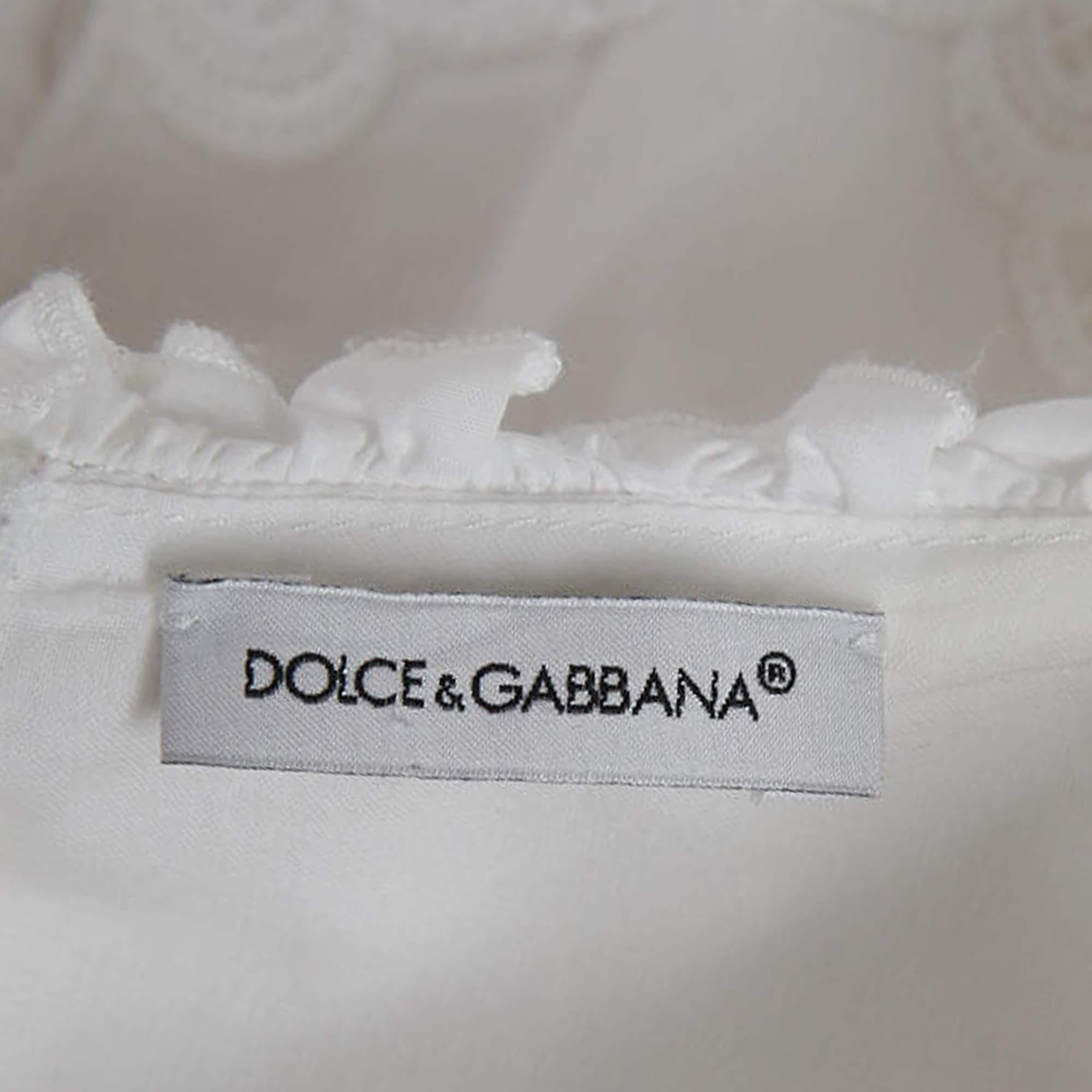 Dolce & Gabbana Vestido Blanco de Algodón con Encaje (11-12 Años) en Excelente estado para la venta en Dubai, Al Qouz 2