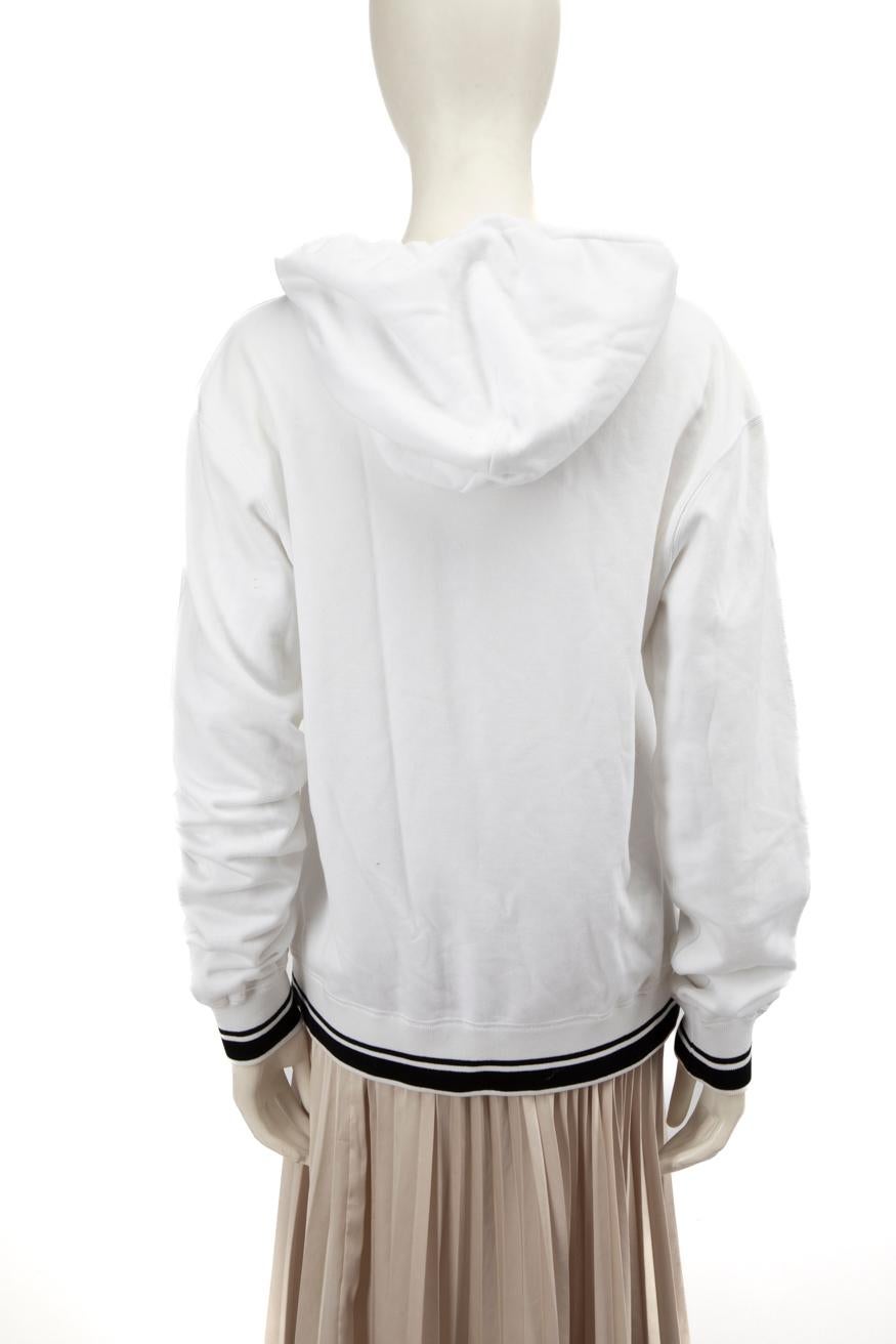 Gray Dolce & Gabbana White Cotton Logo Hoodie Size XXS For Sale