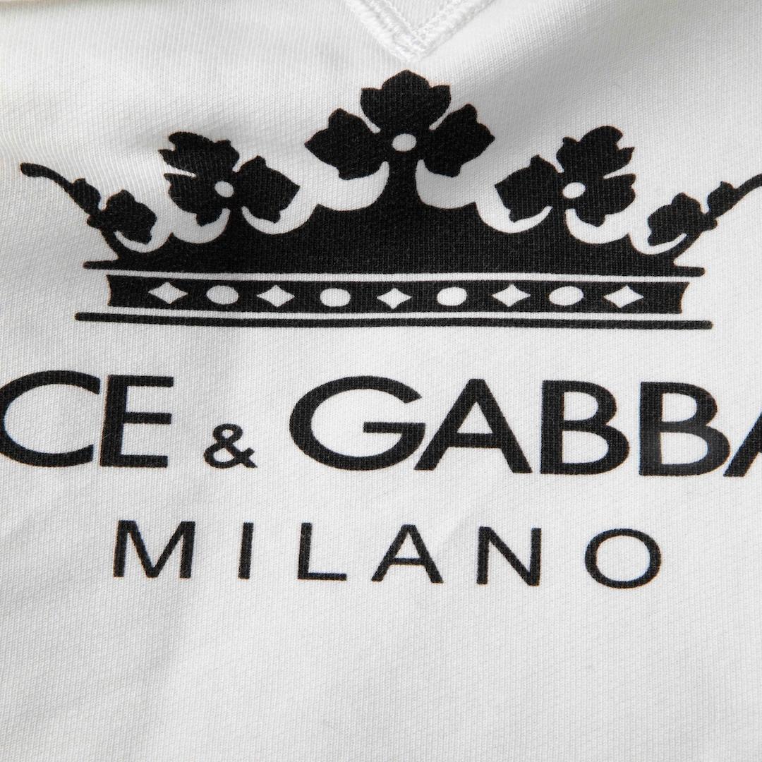 Dolce & Gabbana White Cotton Logo Hoodie Size XXS In Good Condition For Sale In London, GB