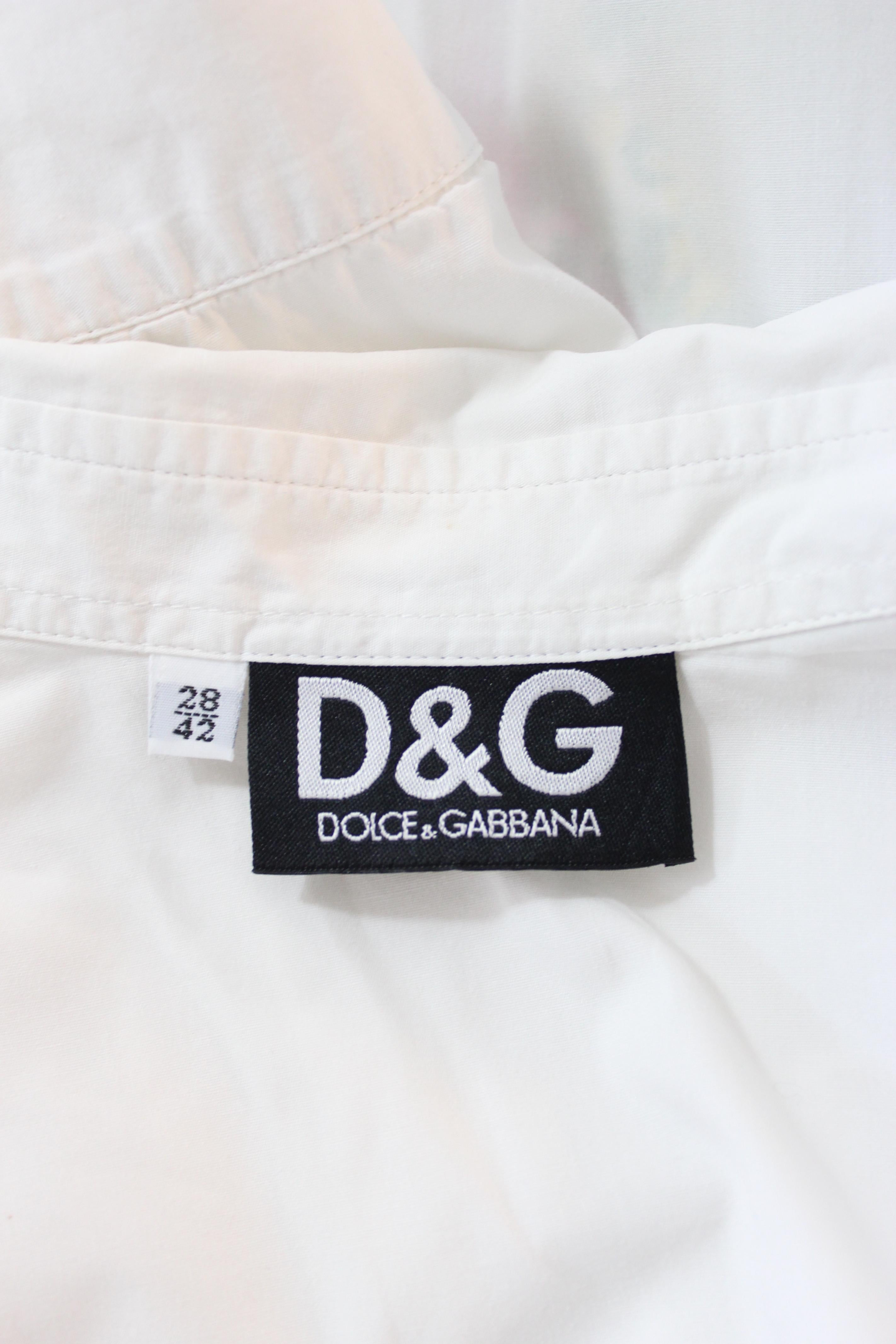 Gray Dolce Gabbana White Cotton Long Maxi Chemise Dress Shirt 2000s