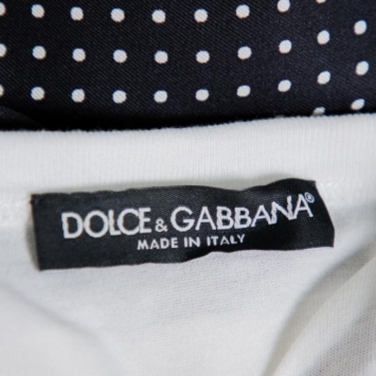 Women's Dolce & Gabbana White Cotton Scarf Detailed T-Shirt M For Sale